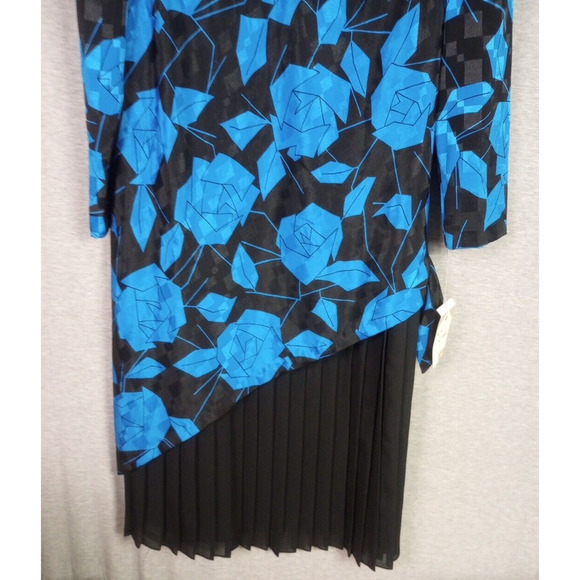 Vintage Dress 14 1/2 Blue Black Formal Lorac Original Division Lady Carol - Picture 3 of 14